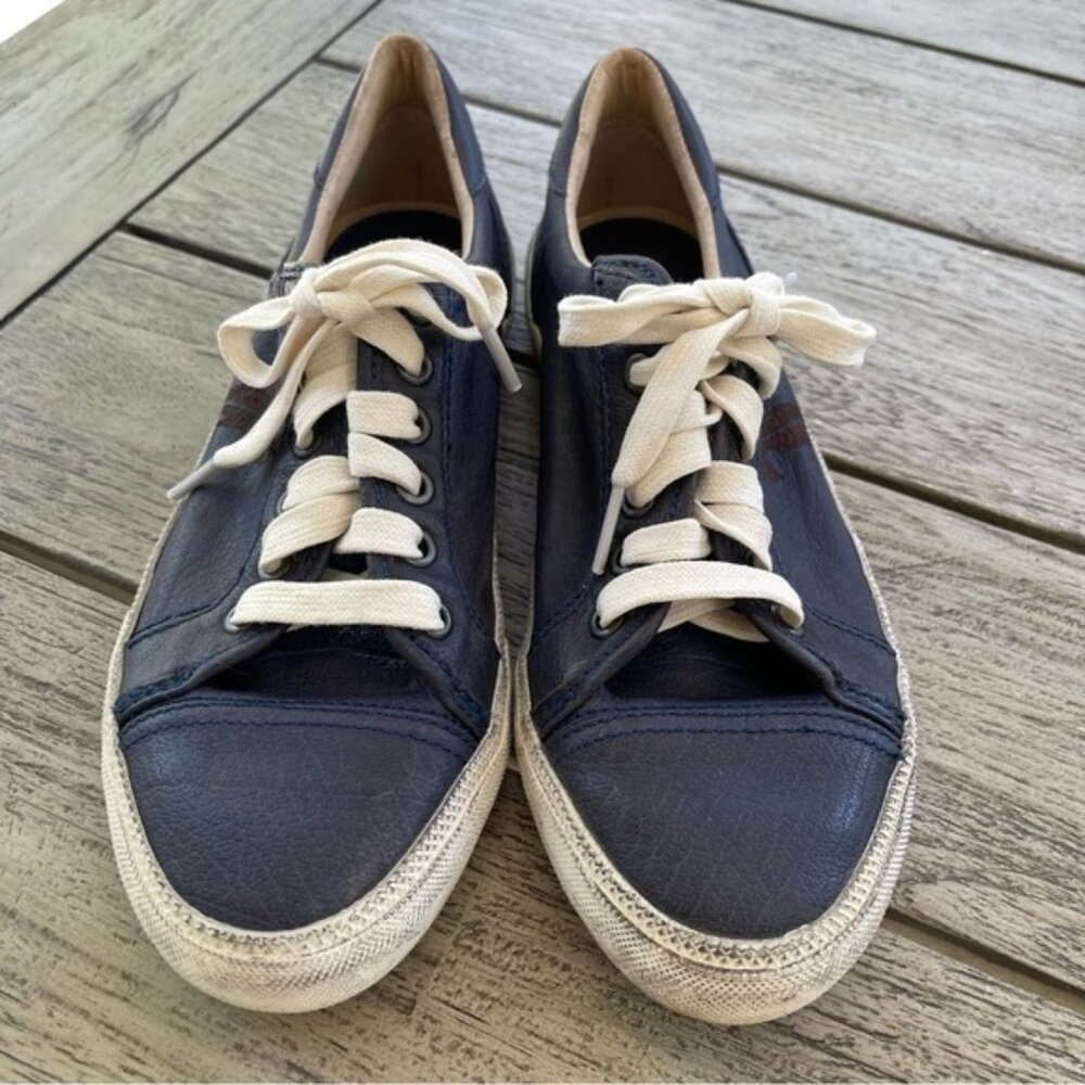 Frye Kira Blue Leather Low Top Sneakers Womens Size 8